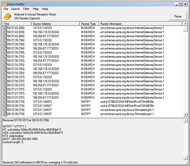 UPnP Device Sniffer Tool