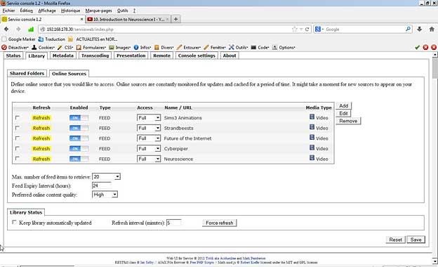 Serviio Console, Online Resources