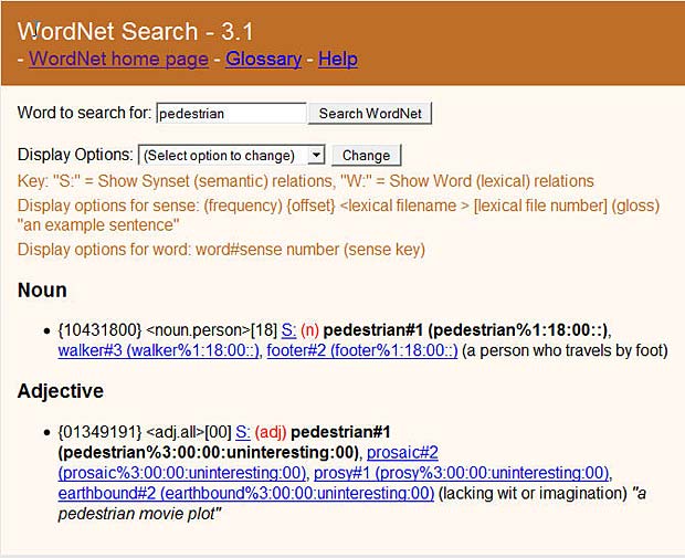 Online WordNet Search at the Princeton University