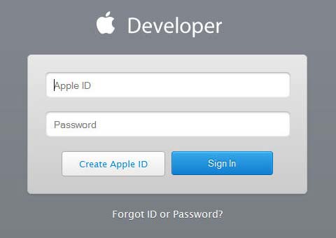 Apple Developer Member Center Login Window