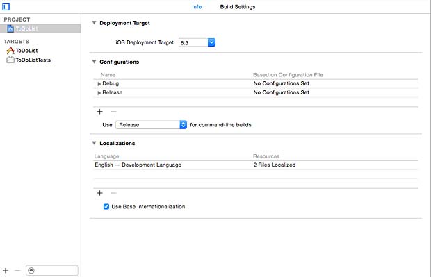 Xcode IDE Configurations