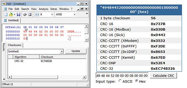 CRC32 calculation with desktop and online tool