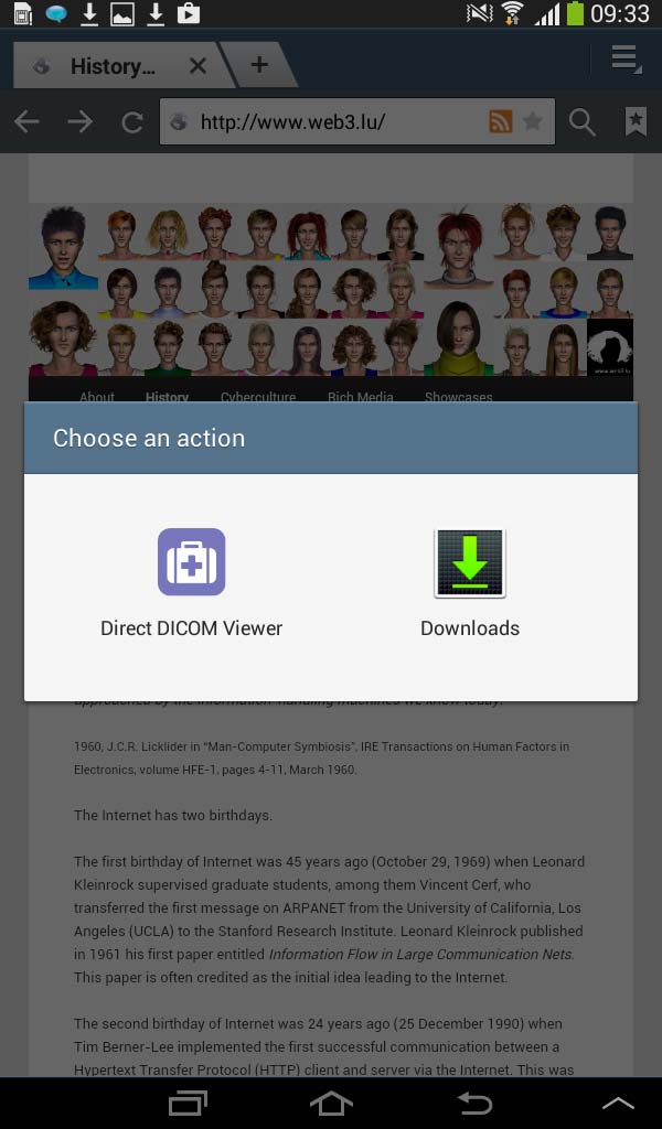 Android DICOM file download panel