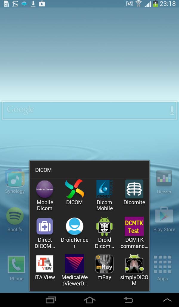 DICOM Android apps on Samsung Galaxy Tablet 2 - 7.0