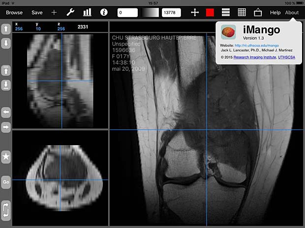 iMango image viewer with about panel