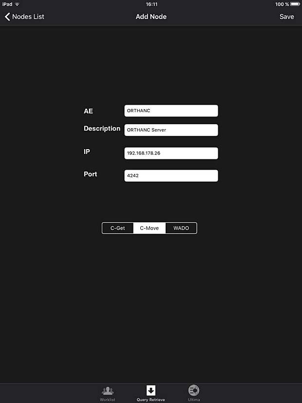 iPaxera PACS server configuration panel