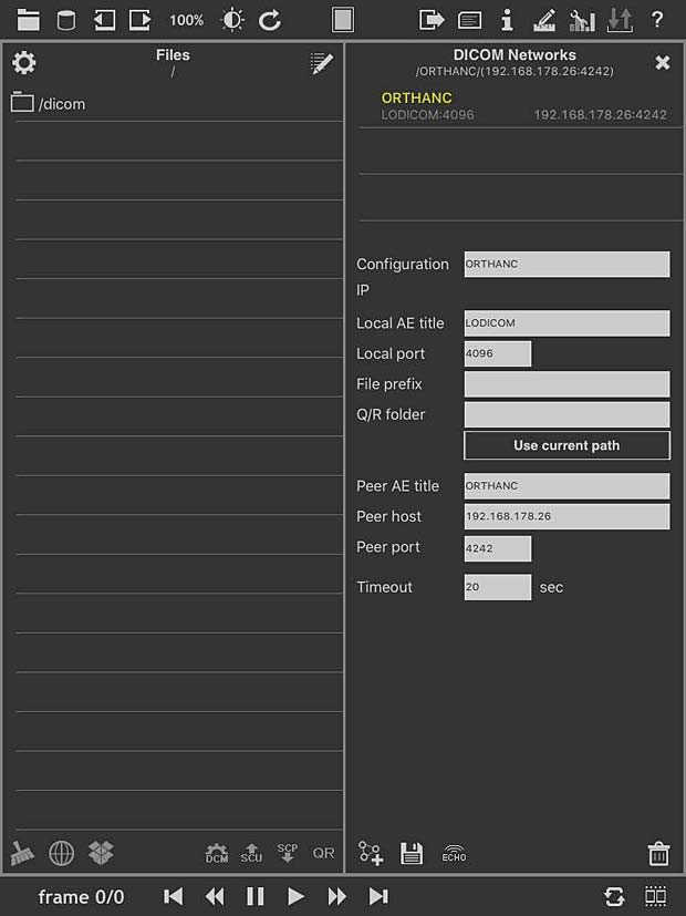 loDICOM viewer PACS server configuration